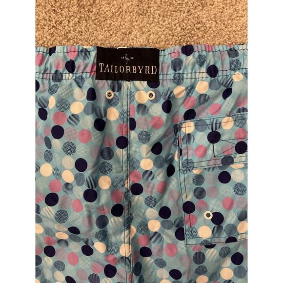 NWT TailorByrd Men's Blue Polka Dot UV Protection Quick Dry Swim Trunks, XL - Picture 6 of 8